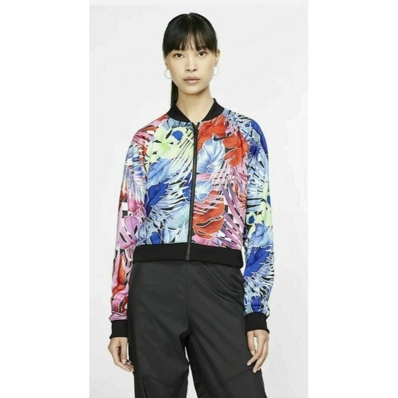 Nike Jacket Women's Medium Full Zip Floral Colorful Activewear AR2220-010 EUC! - Picture 2 of 15